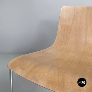 Chair in light wood and metal, 1980s