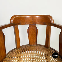 Carica l'immagine nel visualizzatore di Gallery, Tub chair in wood and straw, 1930s

