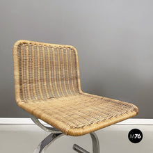 Load image into Gallery viewer, Chairs in straw and steel, 1970s
