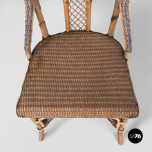 Carica l'immagine nel visualizzatore di Gallery, Chairs in rattan and light blue rattan, early 1900s
