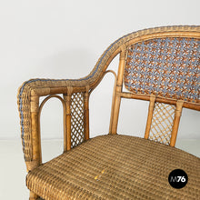 Load image into Gallery viewer, Chairs in rattan and light blue rattan, early 1900s
