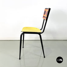 Load image into Gallery viewer, Chairs Paulista in yellow, red, black formica and black metal, 1960s
