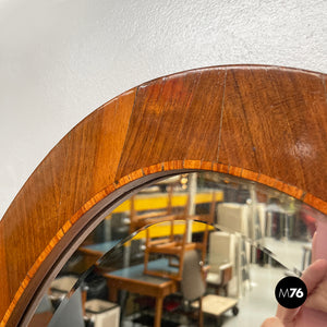 Oval shaped wall mirror with wooden frame, 1960s