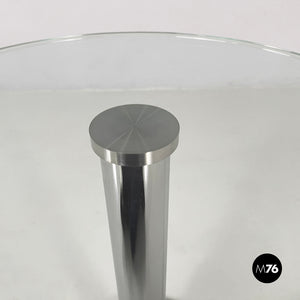 Coffee table in glass, steel and marble, 1980s