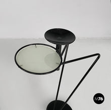 画像をギャラリービューアに読み込む, Coffe table with ashtray in black metal and glass, 1980s
