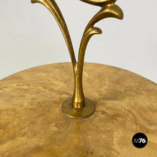 Load image into Gallery viewer, Coffee table in brass and wood with marble effect, 1960s
