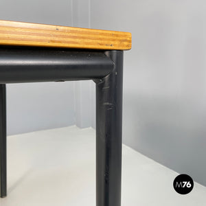 Dining table or desk in wood and black metal, 1980s