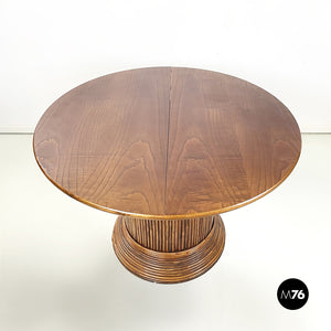 Round or oval wooden dining table with extensions, 1960s
