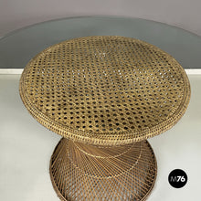 Load image into Gallery viewer, Round dining table in grass and rattan, 1960s
