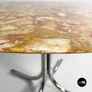 Dining table in red marble and steel, 1970s