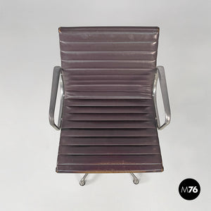 Dark grey leather office chair by Charles and Ray Eames for ICF, 1970s