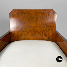 将图片加载到图库查看器，Armchairs in wood and white leatherette, 1930s
