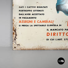 将图片加载到图库查看器，Rectangular metal sign, 1950s
