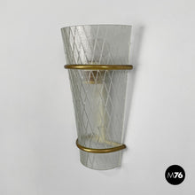 Load image into Gallery viewer, Conical glass and metal wall lamps, 1950s
