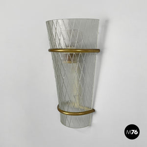 Conical glass and metal wall lamps, 1950s