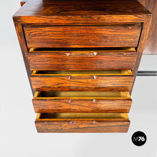 将图片加载到图库查看器，Desk in wood, black metal and brass, 1960s
