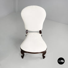将图片加载到图库查看器，Wooden and white fabric armchairs, 1930s
