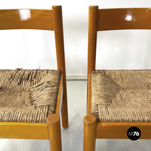 Wood and wicker chairs Bermuda by La Rinascente, 1960s