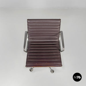 Dark grey leather office chair by Charles and Ray Eames for ICF, 1970s