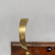 将图片加载到图库查看器，Wall coat rack in wood and brass, 1920s
