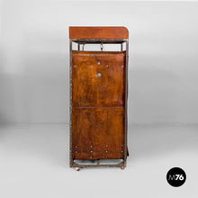 Load image into Gallery viewer, Wardrobe in brown leather and metal, 1980s
