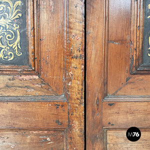 Wooden wardrobe with decorated doors, 1800s
