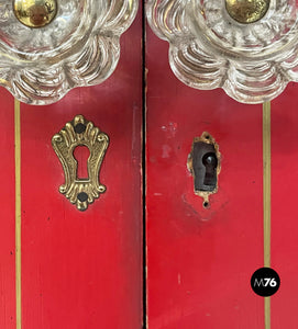 Wooden wardrobe with Murano glass handles, 1930s