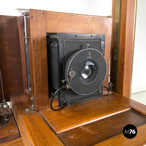 Analogue floor camera in wood and brass, 1900s