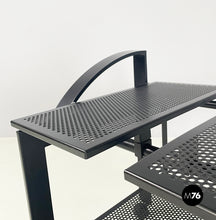 将图片加载到图库查看器，Cart in black perforated metal, 1980s
