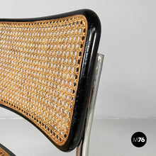 将图片加载到图库查看器，Chair in black wood, straw and steel, 1960s
