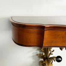 Load image into Gallery viewer, Bedside tables in golden finish wood, brass and glass, 1900s
