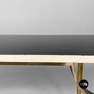Console in wood and brass, 1980s
