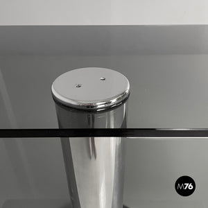 Console in smoked glass and steel, 1980s