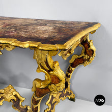 Load image into Gallery viewer, Console in gold wood with decorations, 1700s
