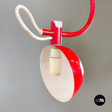Load image into Gallery viewer, Wall adjustable arm lamp in red and white metal, 1970s
