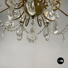 Carica l&#39;immagine nel visualizzatore di Gallery, Glass drop chandelier with brass structure, 1900-1950s
