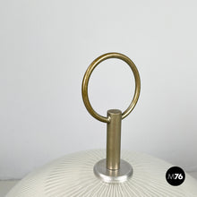 Load image into Gallery viewer, Table lamp in molded glass, brass and black metal, 1960s
