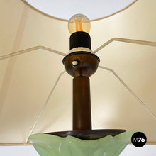 Load image into Gallery viewer, Floor lamp in fabric and green opaline glass, 1930s
