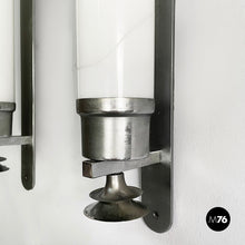 Load image into Gallery viewer, Wall lamps in opaline glass and metal, 1930s

