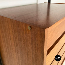 将图片加载到图库查看器，Bookcase in wood, black metal and brass, 1960s
