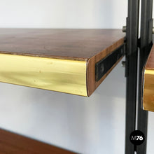 将图片加载到图库查看器，Bookcase in wood, brass and black metal, 1960s
