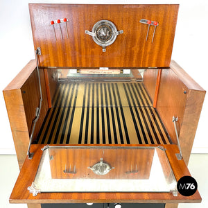 Wooden bar cabinet with lamp, 1940s