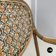 Load image into Gallery viewer, Two-seater outdoor bench in rattan, early 1900s
