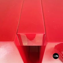Load image into Gallery viewer, Geometric pedestal in red lacquered wood, 1980s
