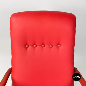 Armchair in red sky and black metal, 1960s