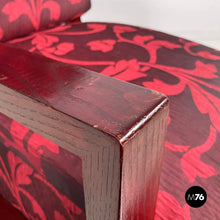 画像をギャラリービューアに読み込む, Armchair in wood and red fabric, 1930s

