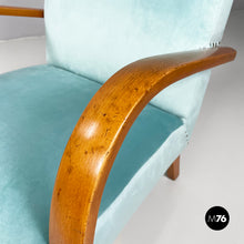 将图片加载到图库查看器，Armchairs in light blue and wood, 1950s
