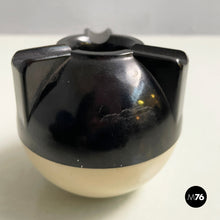Load image into Gallery viewer, Spherical table ashtray in black and white plastic, 1980s
