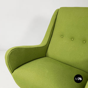 Armchairs in green fabric, 1950s