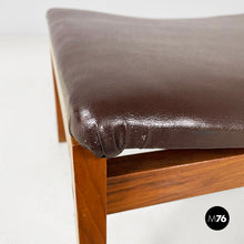 Load image into Gallery viewer, Poufs in brown leather and wood, 1960s
